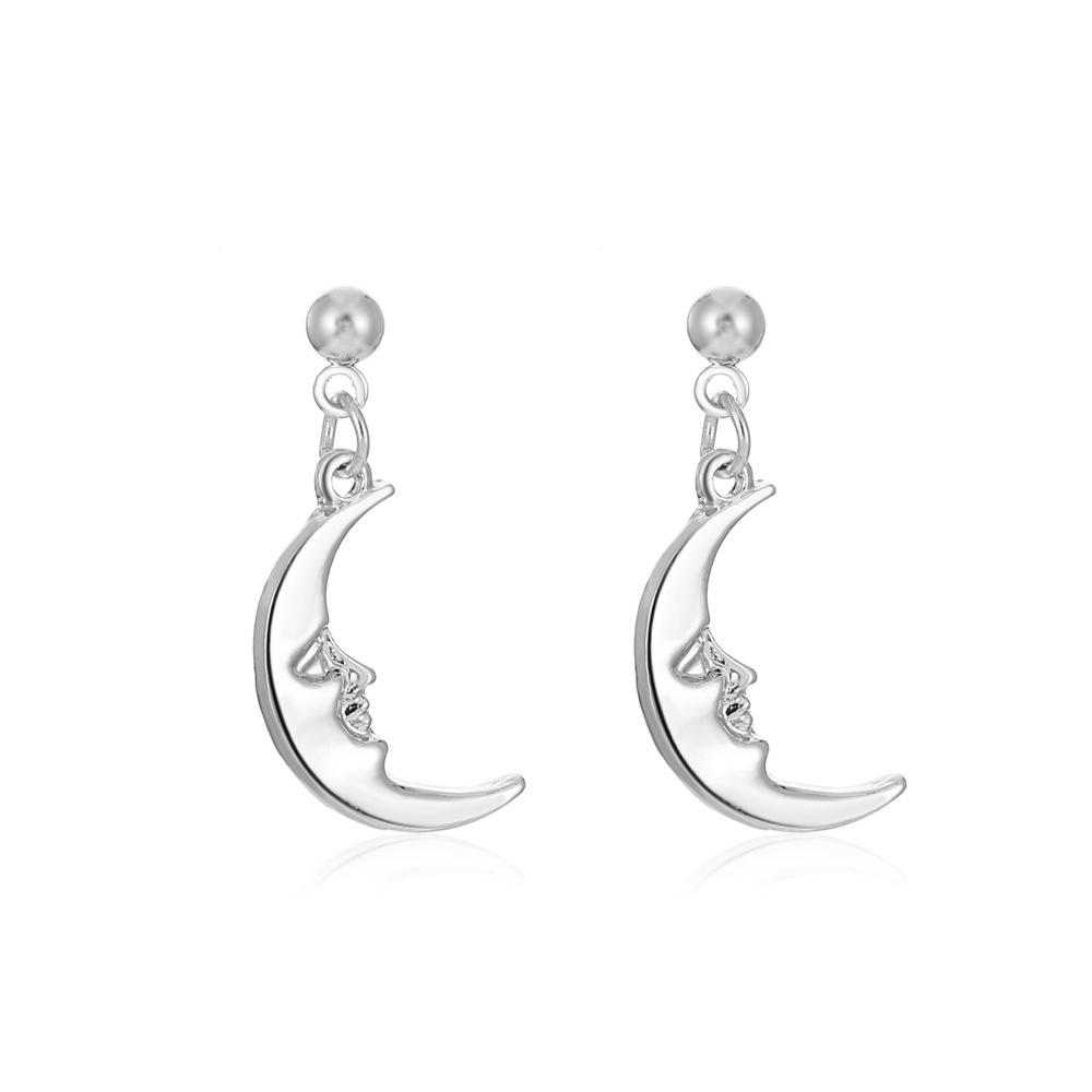 Anting Gantung Panjang Model Bulan Sabit / Geometri Untuk Wanita
