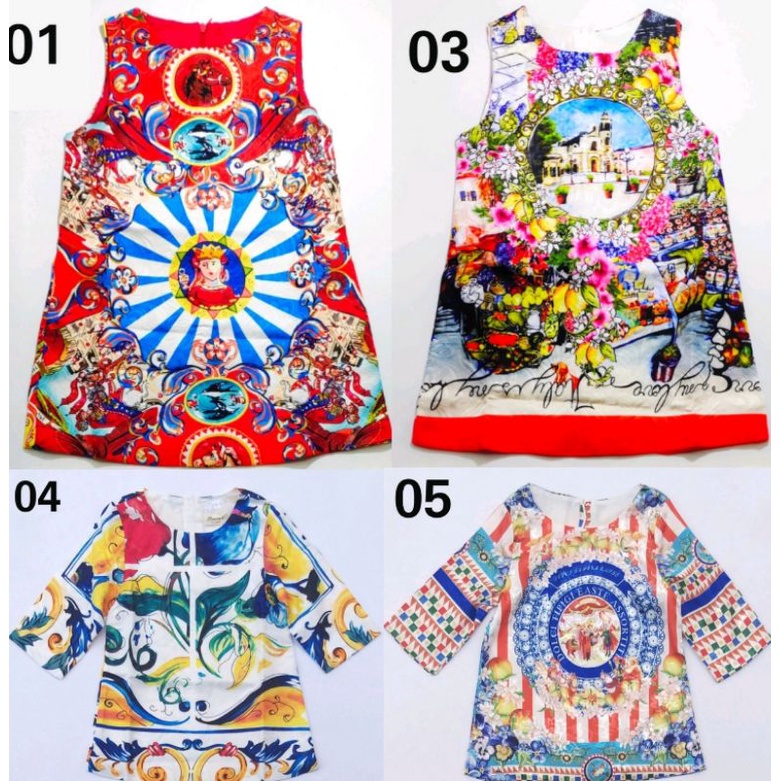 Baju Spanyol / Dress Singlet dan 3/4 Motif Point Time
