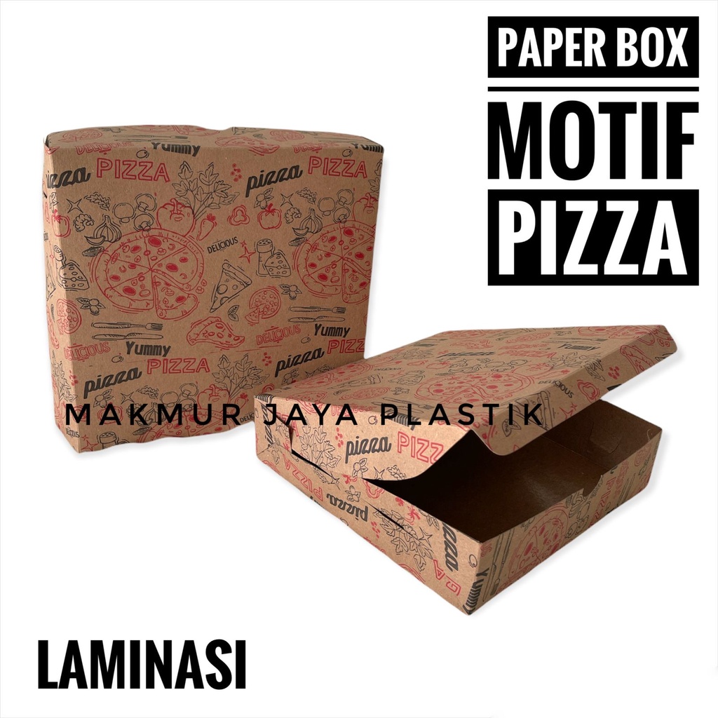 

KARDUS PAPER BOX KRAFT MOTIF PIZZA SUDAH LAMINASI