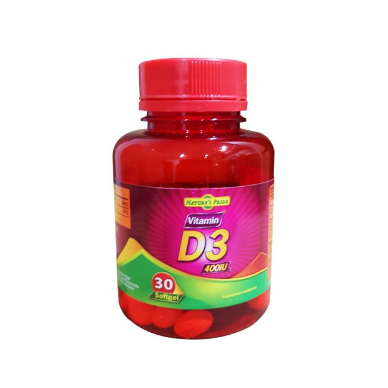 Nature pride Vitamin D3 400iu isi 30 dan isi 100 softgel perbotol