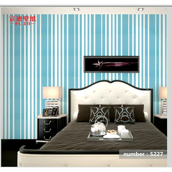 WALLPAPER STICKER | MOTIF NEW GARIS BIRU | Uk. 45cm x 9m