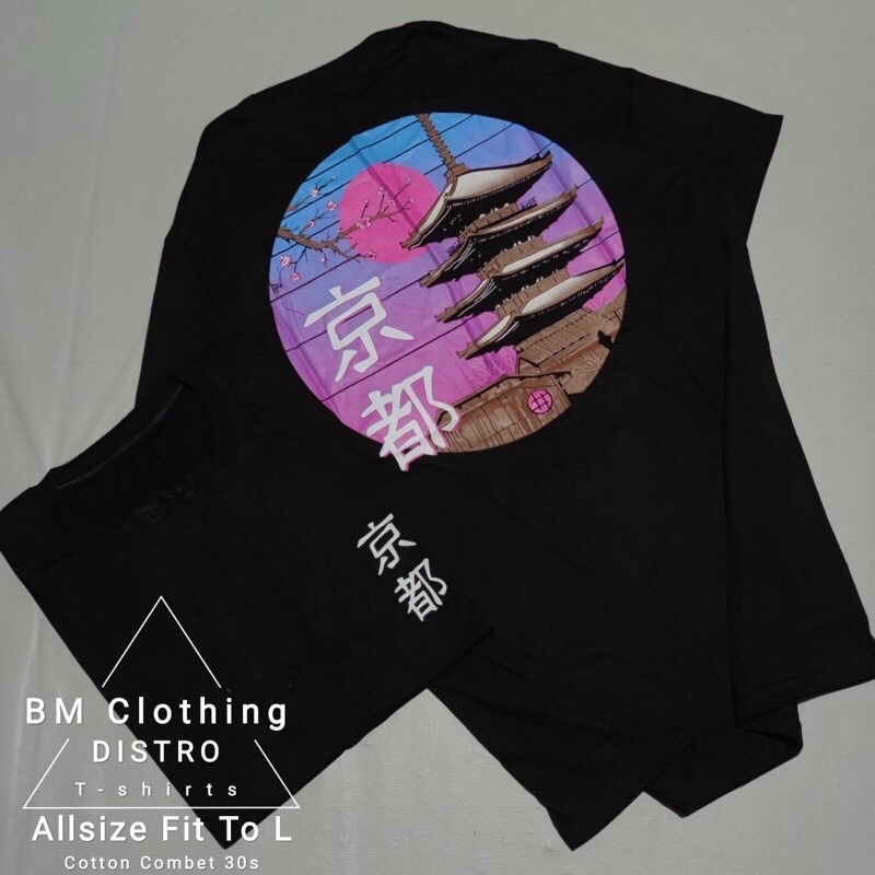 BAJU KAOS T SHIRT ATASAN DISTRO PRIA WANITA GAMBAR TULISAN JEPANG JAPAN CINA CHINA PAGODA KASTIL ORI