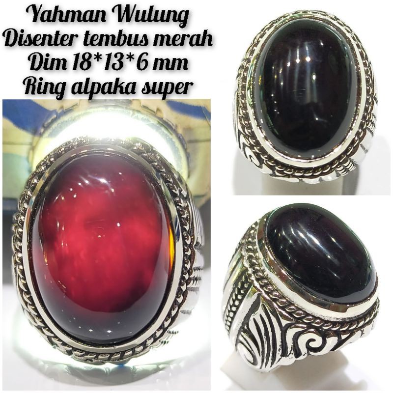 cincin batu Yaman Wulung habasyi asli natural tembus senter ring alpaka