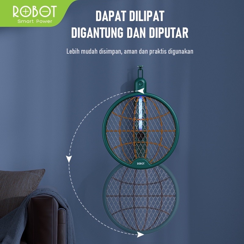 ROBOT RT-MS01 Raket Nyamuk Folding Electric Mosquito Garansi Resmi 1 Tahun