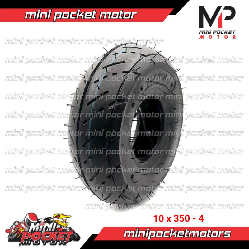 Ban 10x350-4 Mini ATV Scooter Goped Ban Luar ATV Ring 4 Motif Aspal - 1 Pcs
