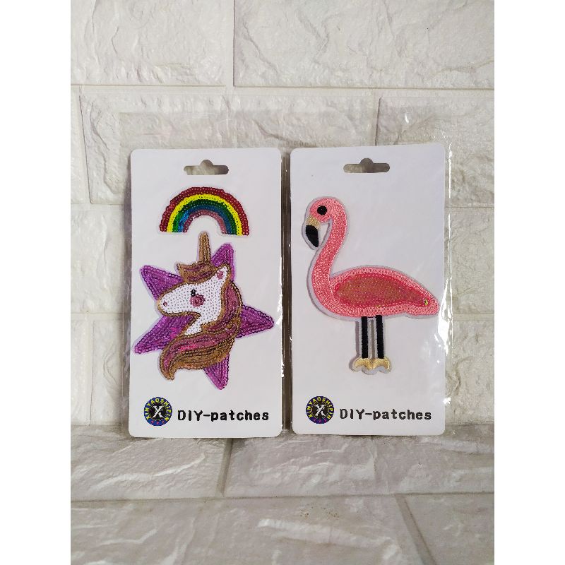 Patches Unicorn / Patches Flamingo / Emblem / Tempelan Bordir / Bordir Baju Anak / Bordir Tempel Fla