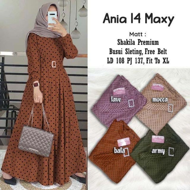 [TERLARIS] Gamis Monalisa Jumbo Polkadot/Ania 14 Maxy/Gamis Monalisa Polkadot Murah/Busui Sleting Ju