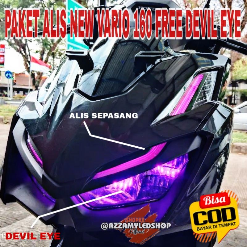 Paket lengkap lampu motor DRL alis lampu alis Vario 160  bonus 4 biji demon eye devil eye kualitas grade A super terang