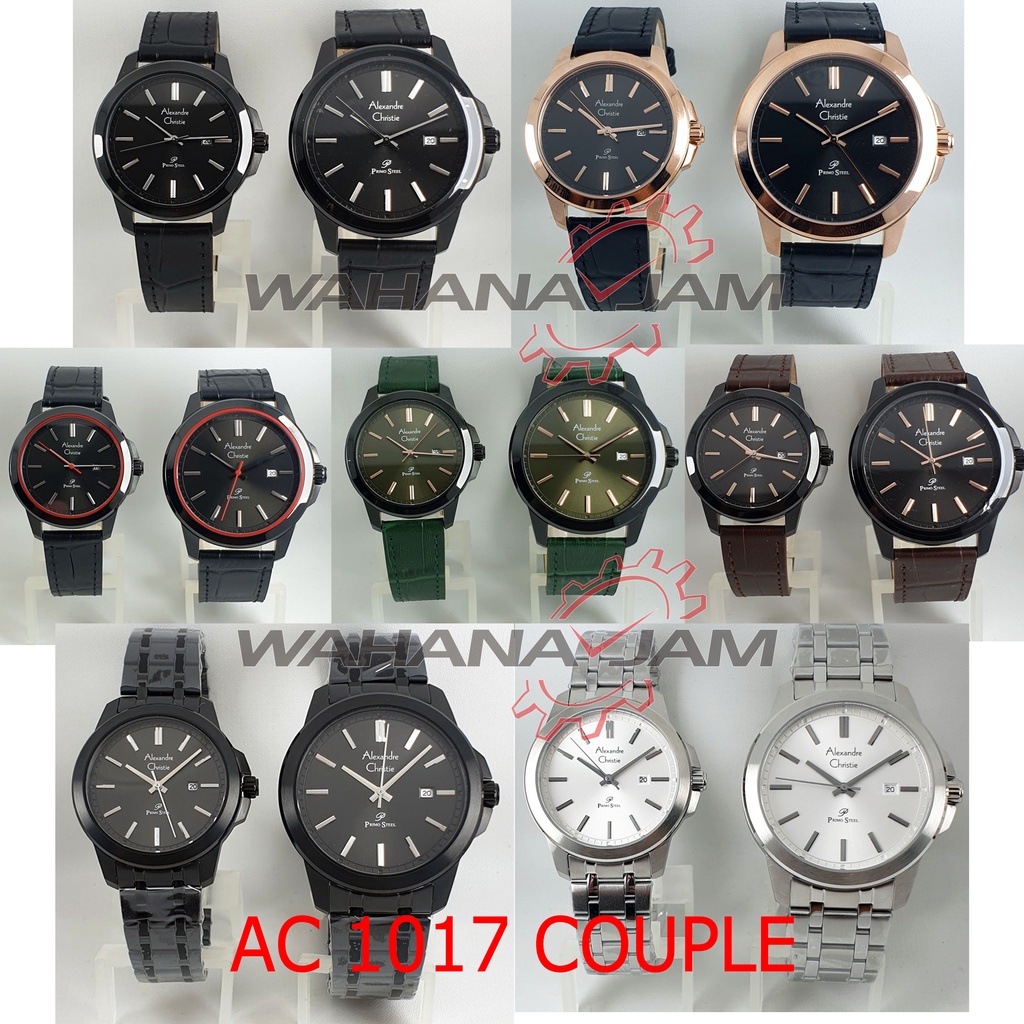 Alexandre Christie AC 1017 / Jam Tangan Couple Pria Wanita Primo Steel Pasangan Tali Kulit Rantai