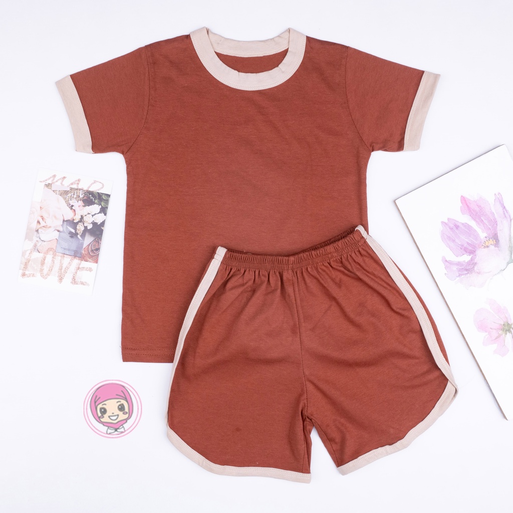 VS - Set Ringer Tee  Earth Tone Series / Setelan Anak Katun 0-5 Thn / Playset / Basic Tee Hotpants