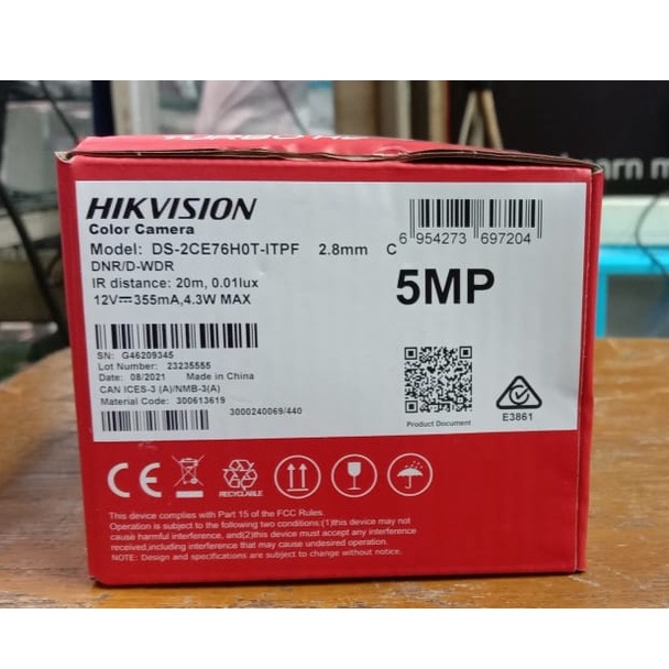 HIKVISION DS-2CE76H0T-ITPF 5MP INDOOR