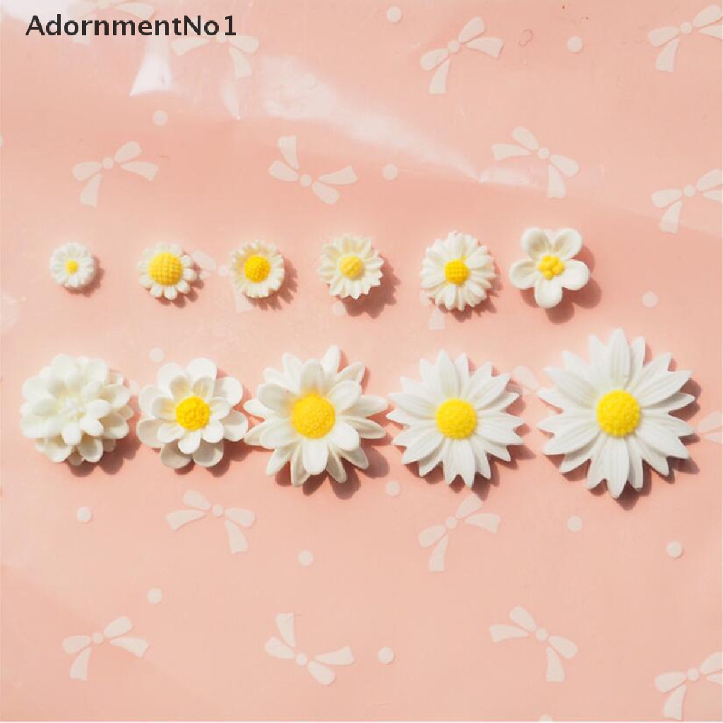 (AdornmentNo1) 11pcs / Set Charm Cabochon Flatback Motif Bunga Aster Bahan Resin Untuk Scrapbook / Craft DIY