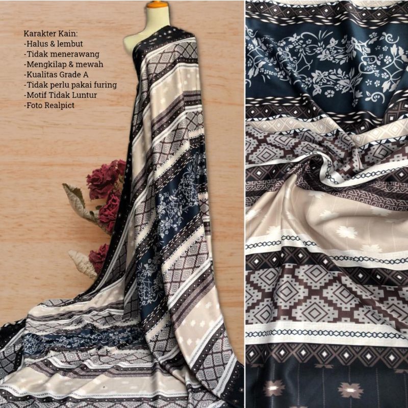 Kain mengkilap Motif Nayara Dr Silk harga setengah meter