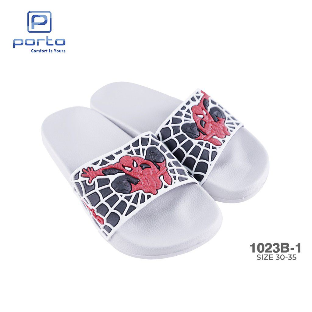 Porto- Sandal selop anak laki-laki karakter Spiderman merk Porto 1023B-1 30-35