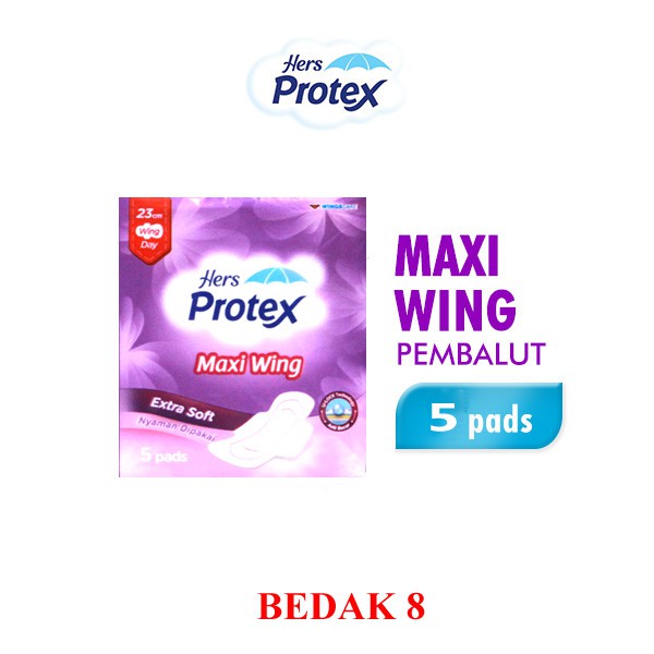 Hers Protex Maxi Wing 23 cm 5 pads/ Pembalut Wanita Hers Protex Wings 5 pads