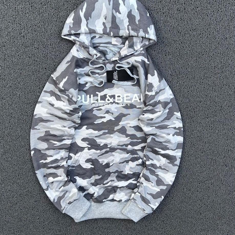 Siap Kirim.. FREE PAPER BAG JAKET HOODIE PULL & BEAR LORENG CAMO IMPORT / SWEATER PULL AND BEAR FULL