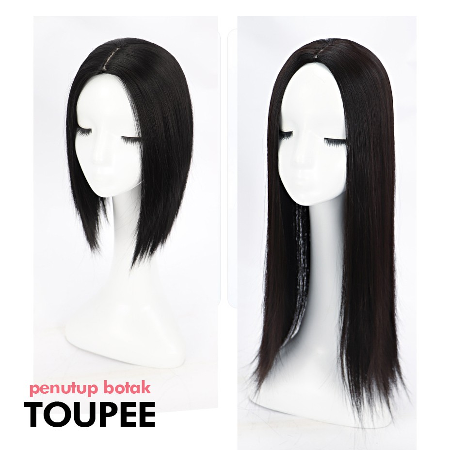 TOM wig toupee penutup botak penambah volume hair clip poni clip rambut palsu extension