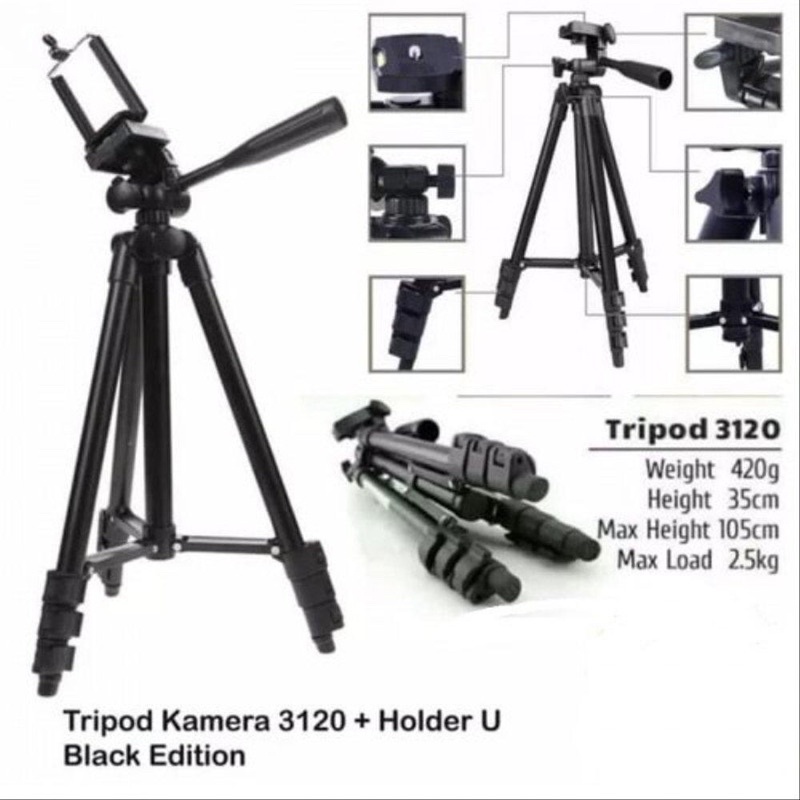 TRIPOD 1Meter 3120 /3110/DK 388/330 A/2.1M -TRIPOD HP &amp; KAMERA UNIVERSAL + HOLDER U+ TAS TRIPOD