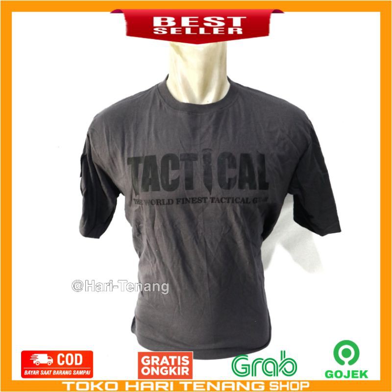 KAOS TACTICAL PENDEK ABU GELAP KAOS LOCAL