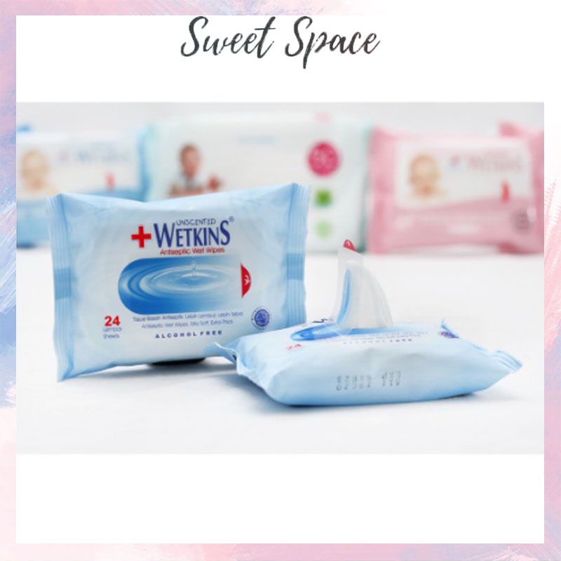 TISSUE BASAH WETKINS ANTISEPTIC ISI 10, 24, DAN 50 SHEET || WET WIPES [SWEETSPACE]