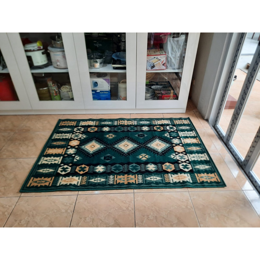 KARPET MIRZAE 100 X 150 MZ07 GREEN Karpet Lantai Hijau, Permadani Bulu Tebal-3