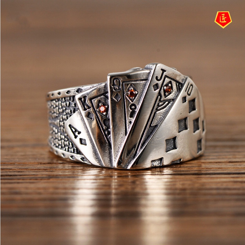 [Ready Stock]Domineering Men's Creative Poker Ring Retro Hip Hop