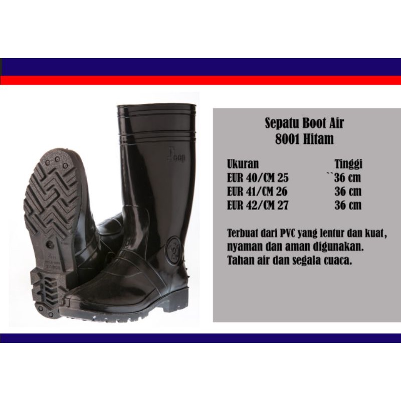 Sepatu boot air karet tipe 8001 hitam