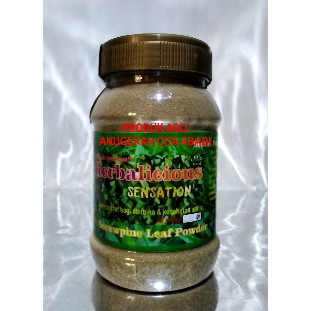 

Daun Pandan Bubuk Herbalicious Sensation Pure Screwpine Leaf Powder 80gr/200gr Toples Plastik