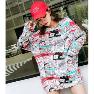  Kaos  Sally Bigsize Kaos  Oversize  Wanita  Kaos  Comic 