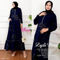 Gamis Wanita Calvin Jeans Diana Busui Tebal Melar Nyaman di Pakai Fane Levila Gamis Muslim Kekinian-LEFILA 2 NAVY