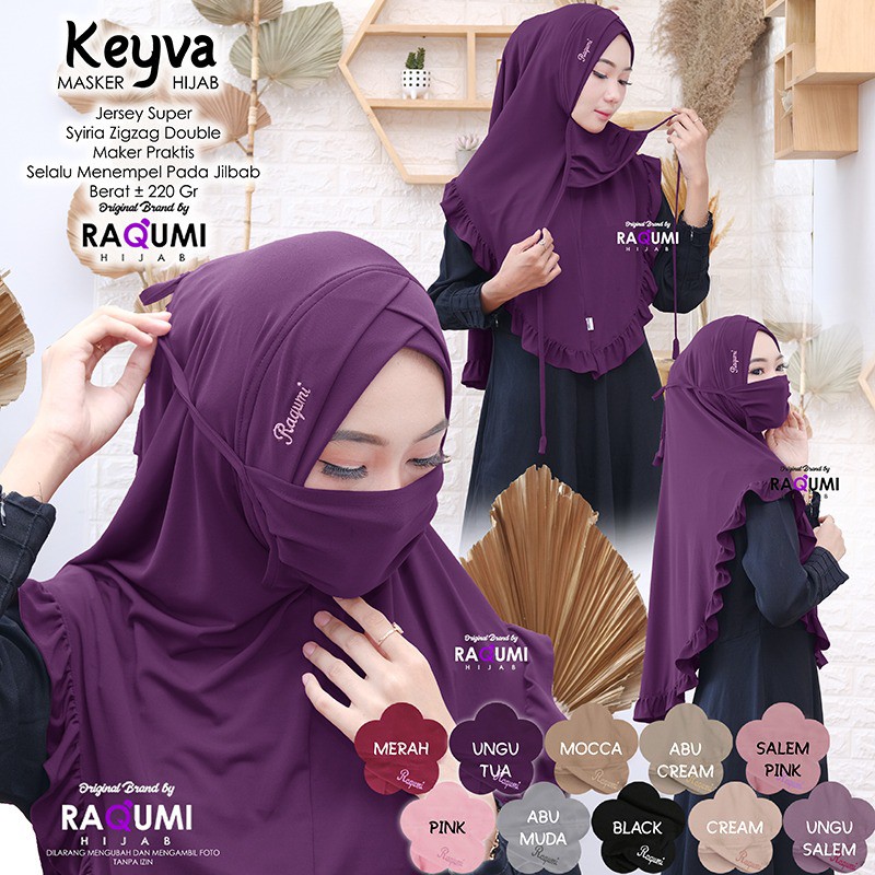 (TERBARU) KEYVA MASKER HIJAB INSTAN l JILBAB l KHIMAR  TERMURAH ORI By RAQUMI X MNV