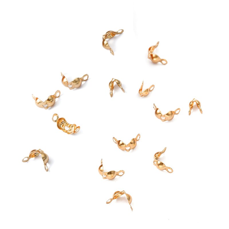 10/20Pcs 18K Gold Plated Copper Clasp Ball Chain End Crimps Beads Connector Components For DIY Jewelry Making
