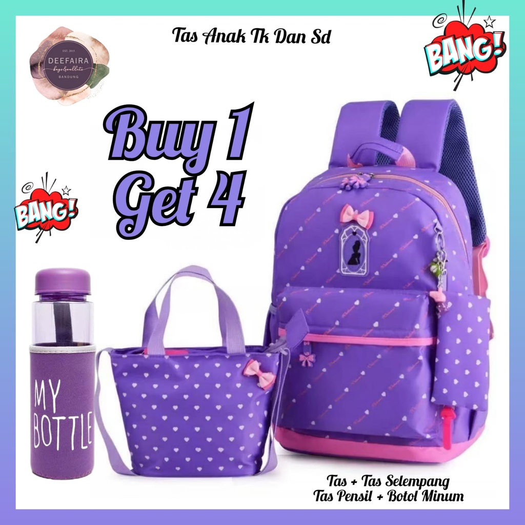 Tas Ransel Anak Perempuan N1 Free Botol Minum Backpack Anak Tk Sd Dan Smp