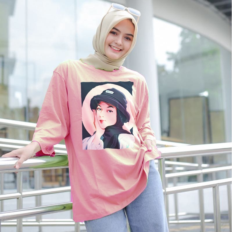 ASY Kaos Katun Wanita Lengan Panjang 3/4 - Hijab Colaboration