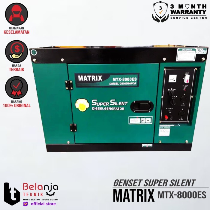 Genset Diesel Super Silent Matrix MTX 8000 ES 6000 Watt Generator