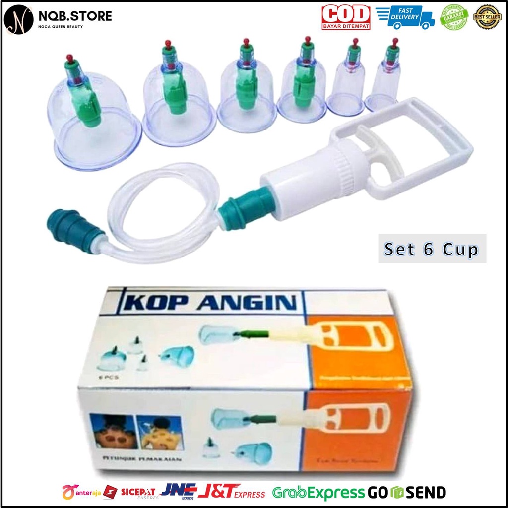 PROMO NQB - KOP ANGIN ISI 6 CUP TABUNG - SET ALAT BEKAM MINI - KOP BADAN REFLEKSI RILEKSASI TANPA