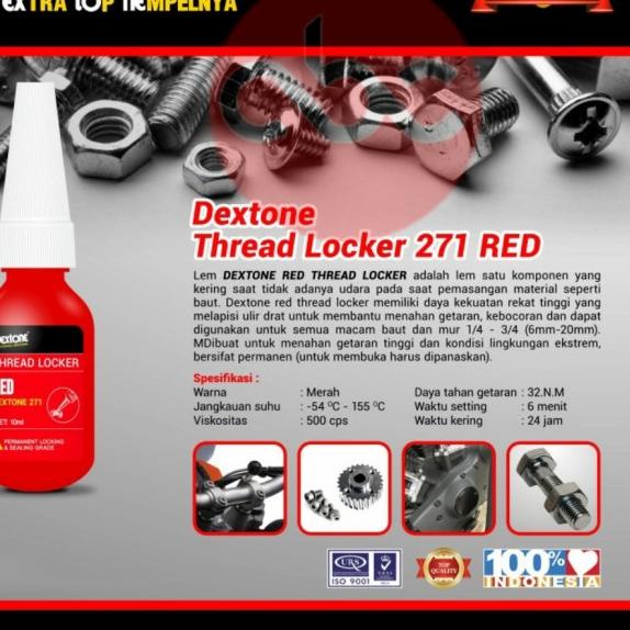 

Dextone Red Thread Locker 271 - Lem Baut Permanent Locking - 10 ml