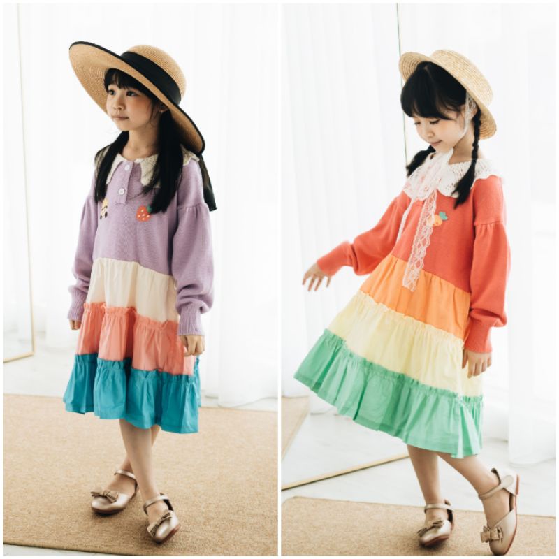 dress rainbow korea 1195 lamitto anak perempuan