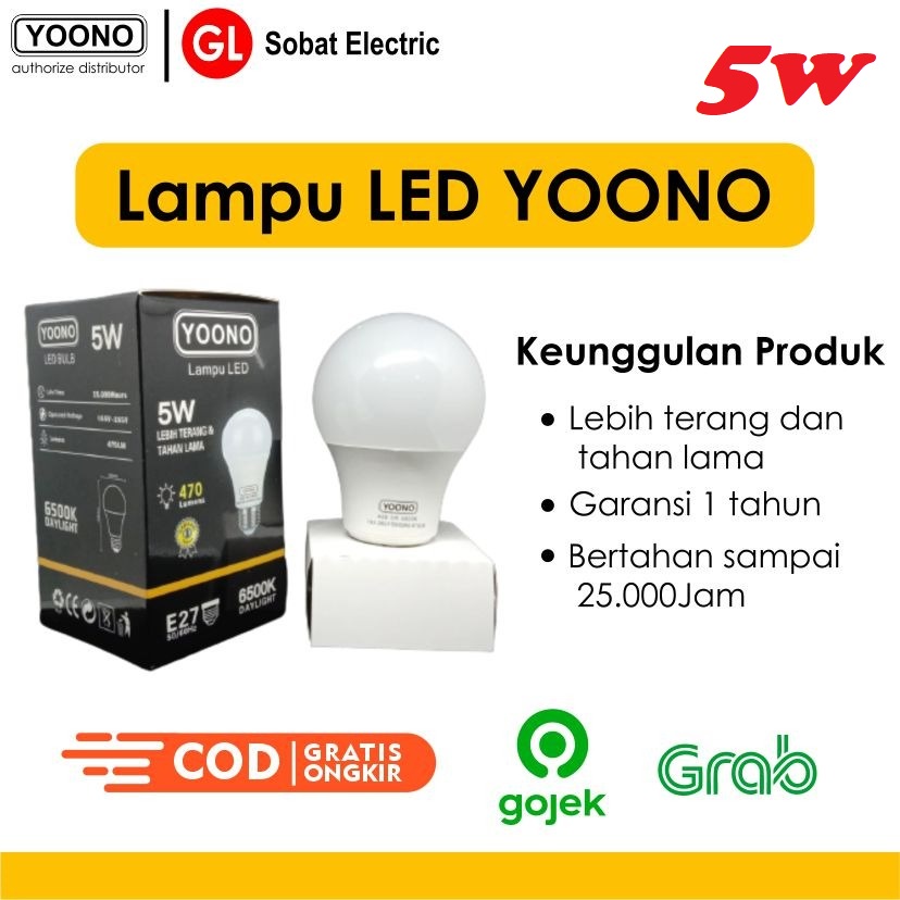 Lampu LED Yoono 5w - Bohlam LED Bulb 5 Watt - Promo Lampu LED Murah