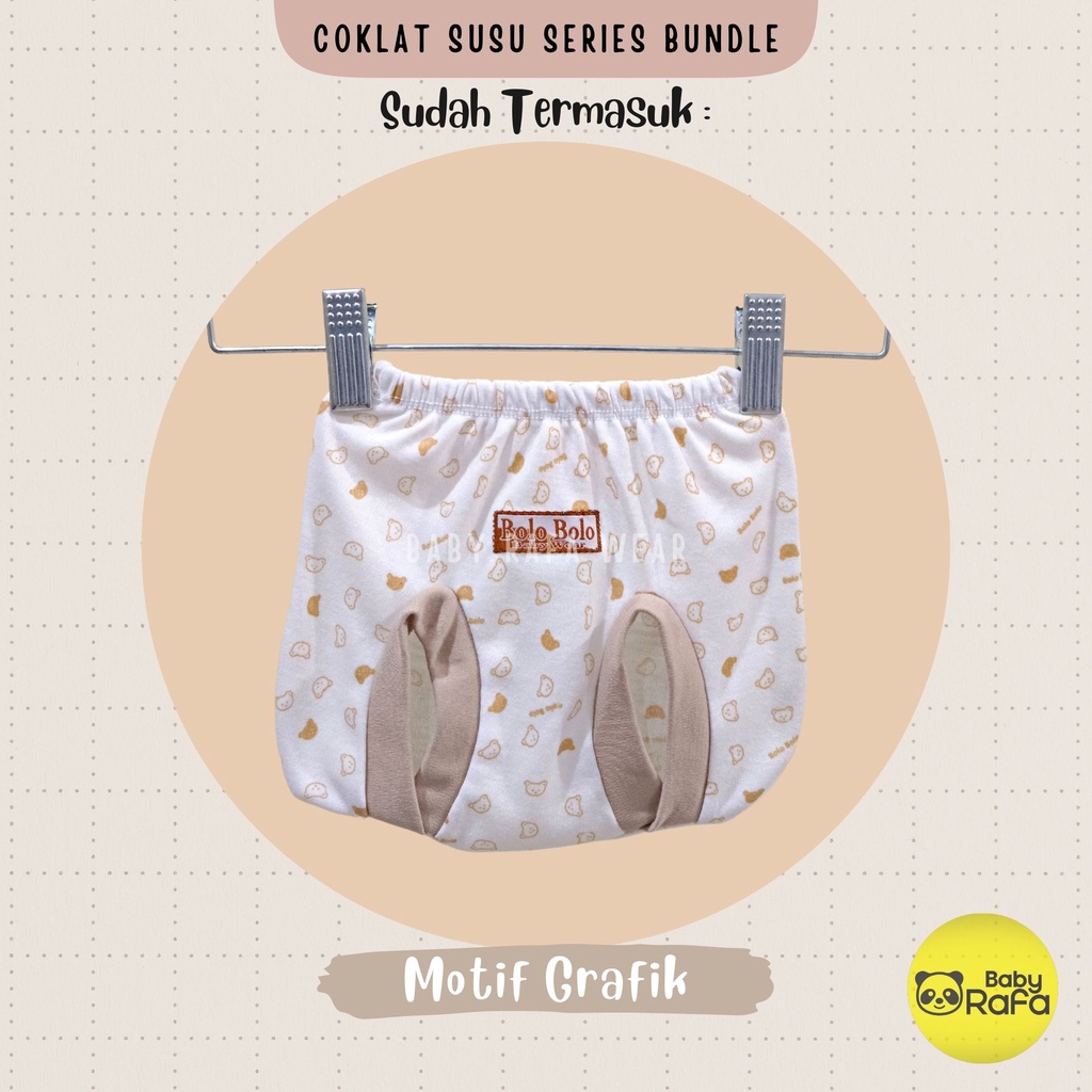 Serian Coklat Susu - 3 pcs Celana Pop Bayi Baru Lahir 0 - 3 Bulan Serian Coklat Susu merk SNI Bolo - Bolo