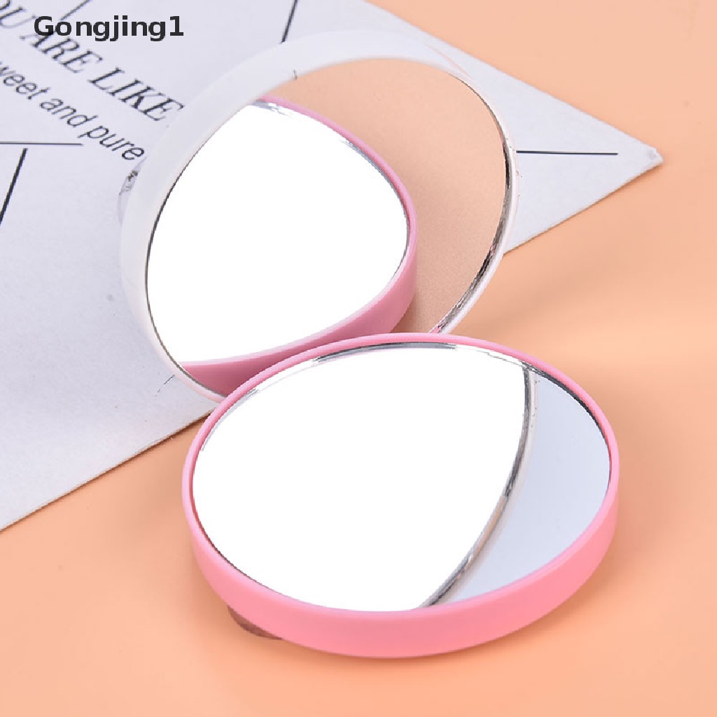 Gongjing1 Cermin Makeup Bulat Portable 5X 10X Pembesaran Dengan Dua Suction Cup