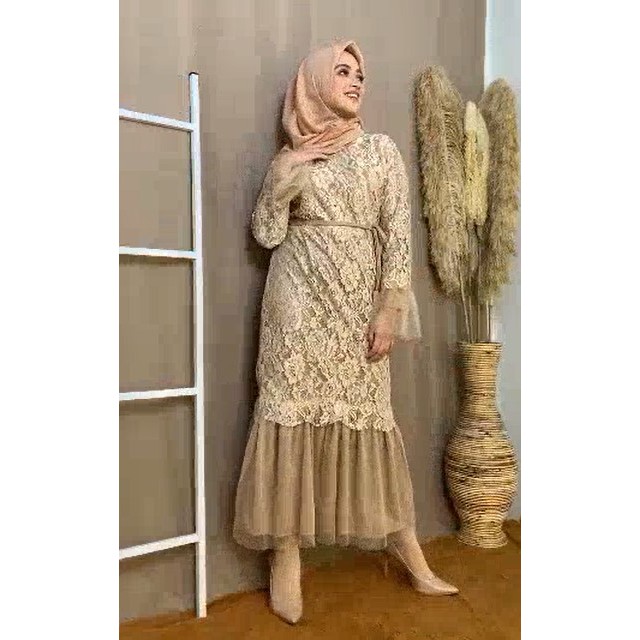 Gamis pesta maxi brukat brokat baju kondangan