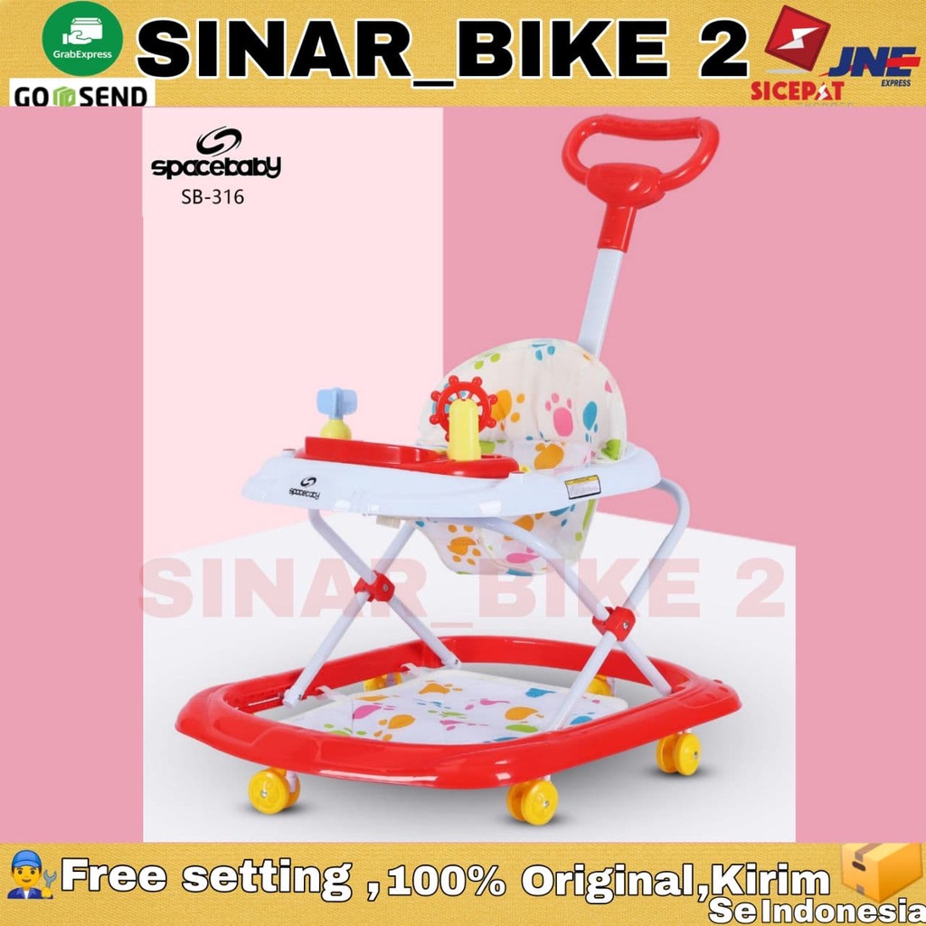 Baby Walker spacebaby 3in 1 SB 711 &amp; Baby Walker 316 Stir Dorong Musik Lampu Mainan Alas Kaki