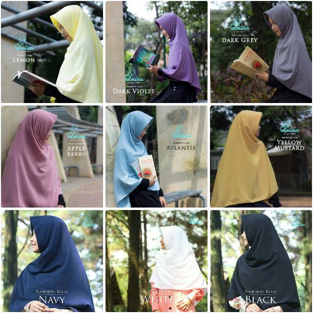 Jilbab polos lebar Kaira Series by Elmina (150 cm)