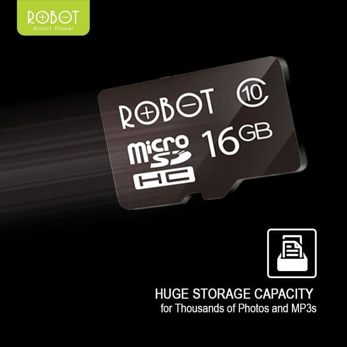 (NEW) ROBOT 16GB Memory Card Micro SD Class 10 Speed with Package (BY 88ACC)