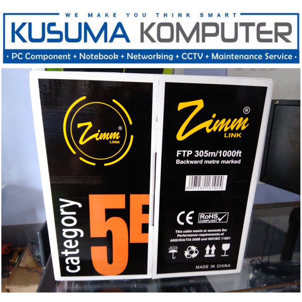 Zimmlink FTP CAT5e CCA-ID 305M CAT 5E Outdoor Kabel Lan Jaringan