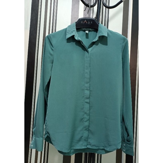 Kemeja Wanita HnM Pleat Shoulder Shirt H&amp;M Kemeja Kerja | Kemeja Kantor Original