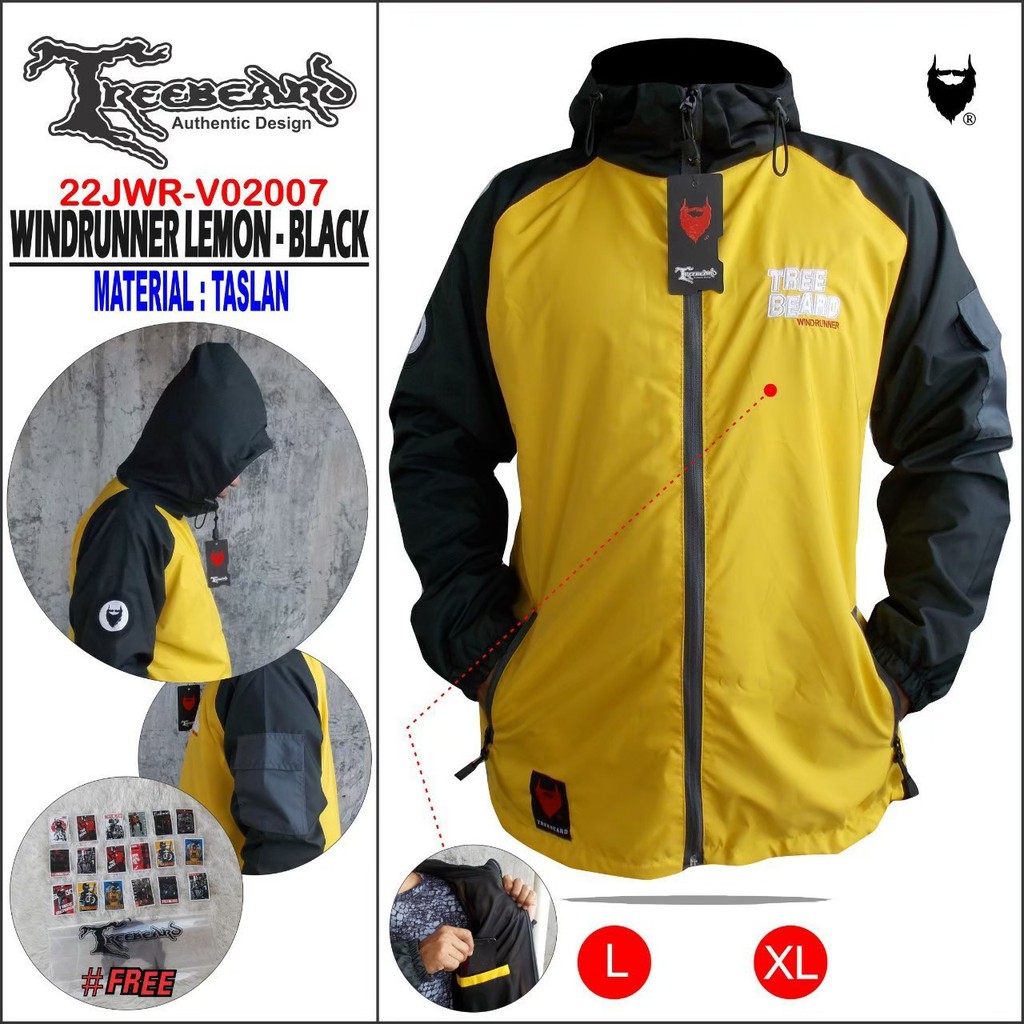 JAKET PARASUT HOODIE PRIA JACKET RAGLAN HODIE MEN COWOK CASUAL ORIGINAL DISTRO TRB KUNING HITAM