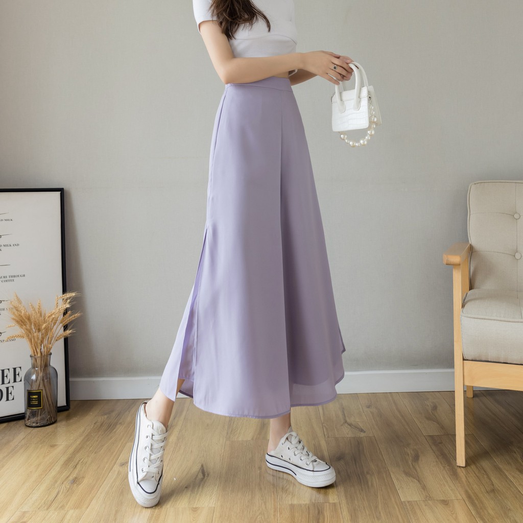 【Blossom】Korean Solid High Waist Wide Leg Pants 7262