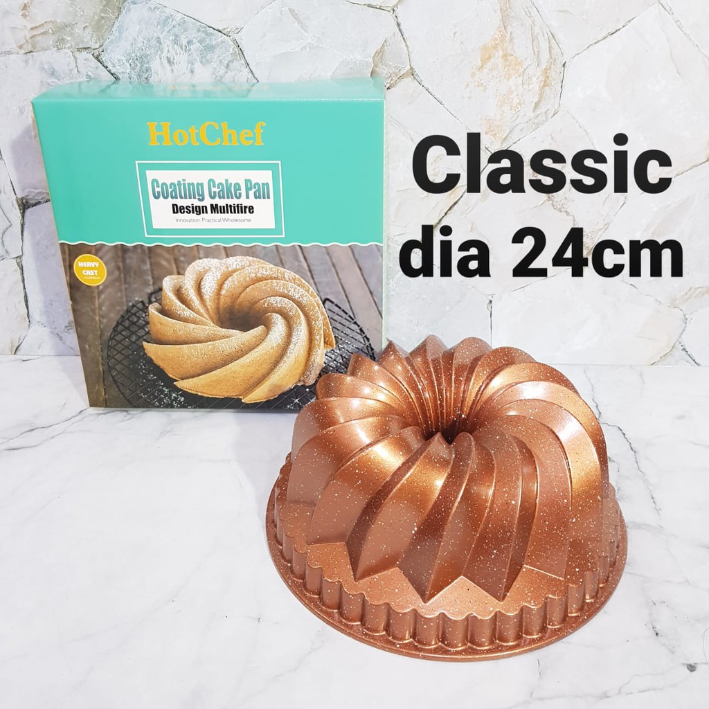 loyang kue HOTCHEF coating bundt tulban cake pan 24 cm anti lengket rose gold non stick CLASSIC